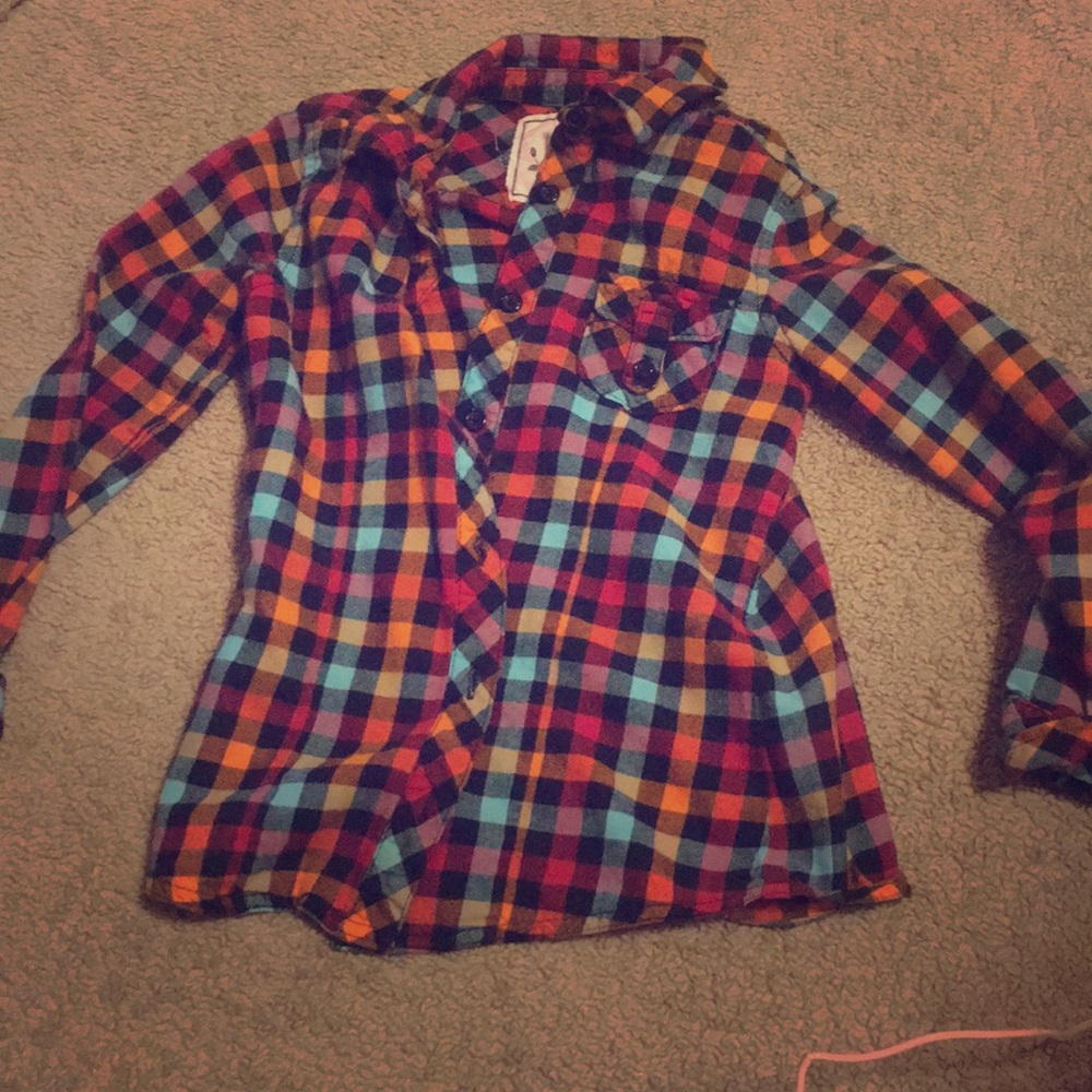 Plaid button down blouse